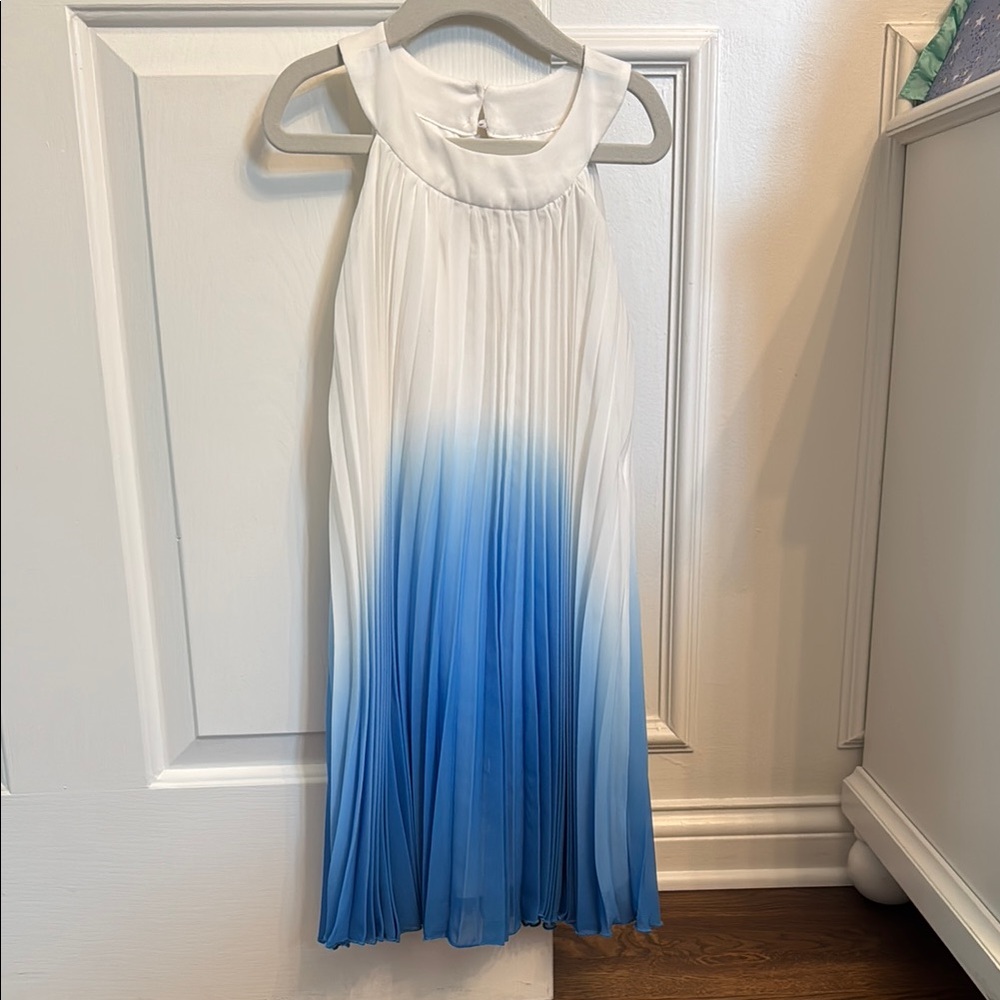 Rare Editions White and Blue Ombre Kids Dress